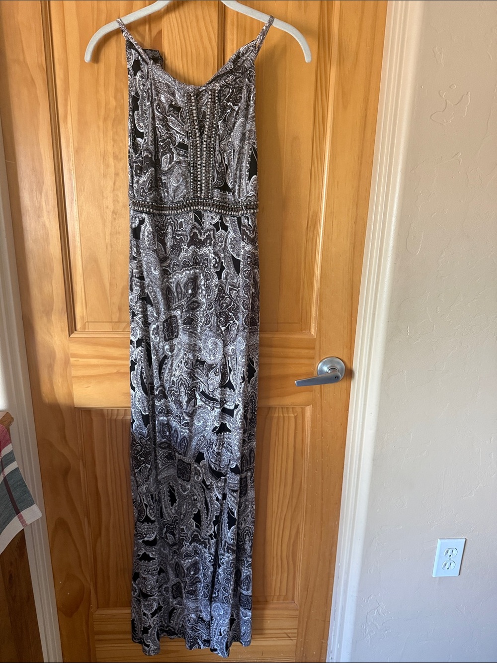 INC International Concepts Black & White Paisley Maxi Dress